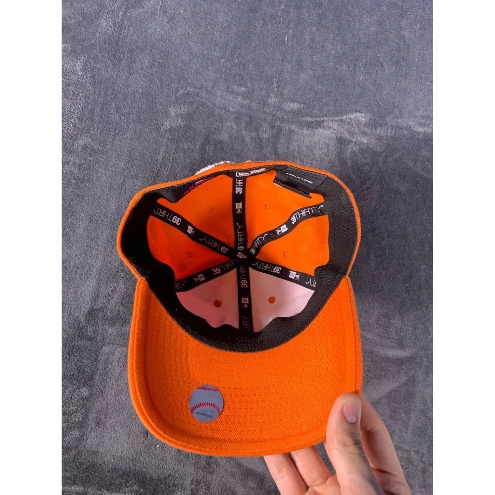 New Era 39 Thirty York Yankees Hat Orange Stretch Fit Cap M/L 6625818B2 Used
